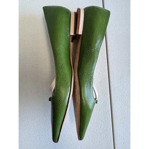 Kate Spade Green Leather Bow Flats EUC 6 - Picture 4 of 6